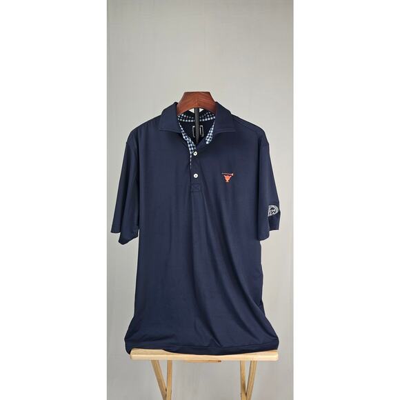 FootJoy Men's Golf Performance Polo Shirt Large Navy Blue Embroidered Preowned - Picture 1 of 6
